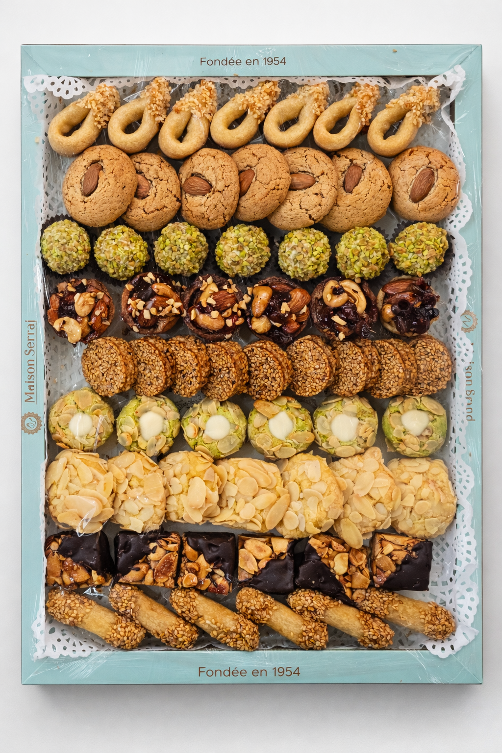 Assortiment moderne de biscuits beldi marocains aux amandes, Maison Serraj - 1,2kg